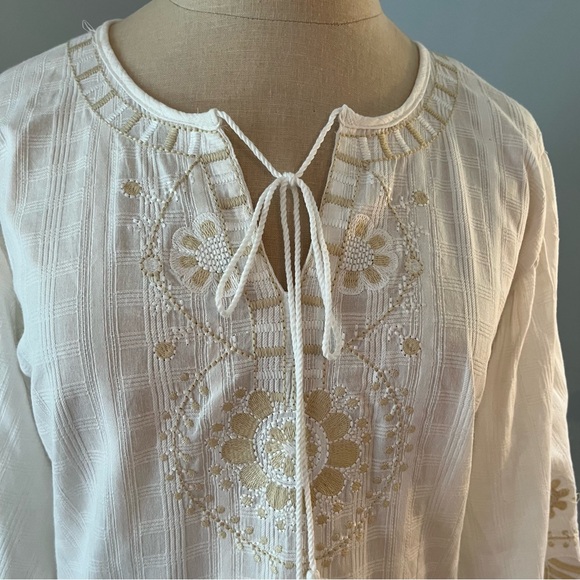 White Embroidered Peasant Blouse - Picture 2 of 9